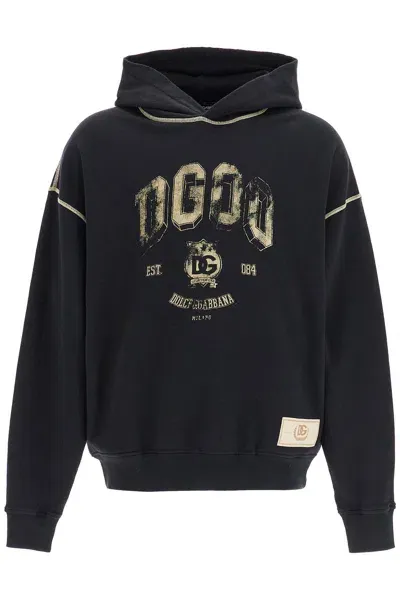 Dolce & Gabbana Oversized Hoodie With Hood And Logo Print In Multicolor