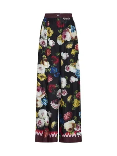 Dolce & Gabbana Twill Pajama Pants With Nocturnal Flower Print