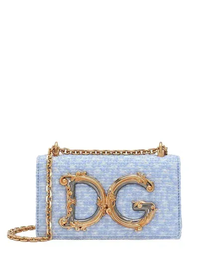 Dolce & Gabbana Phone Bag Bouclè In Blue