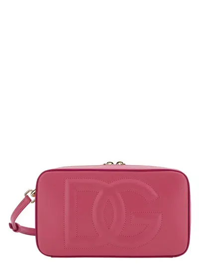 Dolce & Gabbana Pink Shoulder Bag With Quilted Dg Logo In Leather Woman