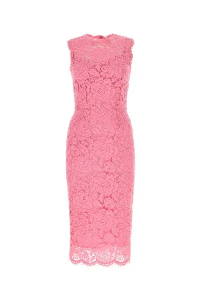 Dolce & Gabbana Pink Stretch Lace Dress