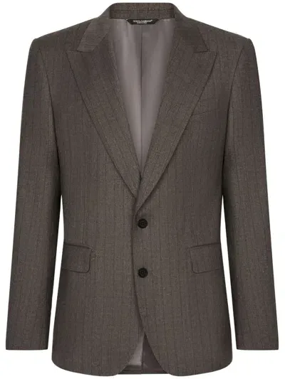 Dolce & Gabbana Pinstripe Single-breasted Jacket In Grey