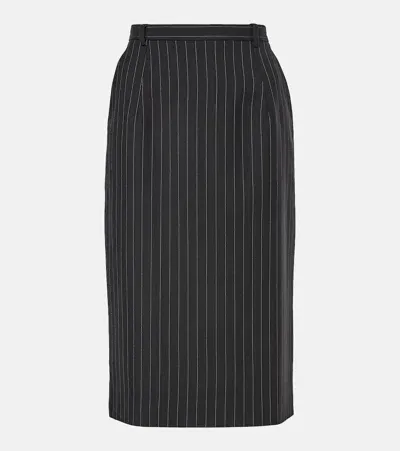 Dolce & Gabbana Pinstripe Wool Pencil Skirt In Grey