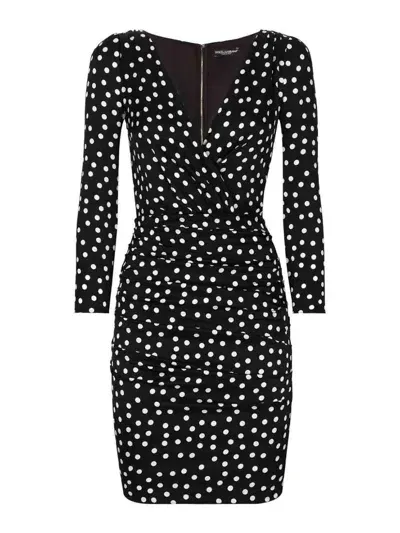 Dolce & Gabbana Polka Dot-print Draped Minidress