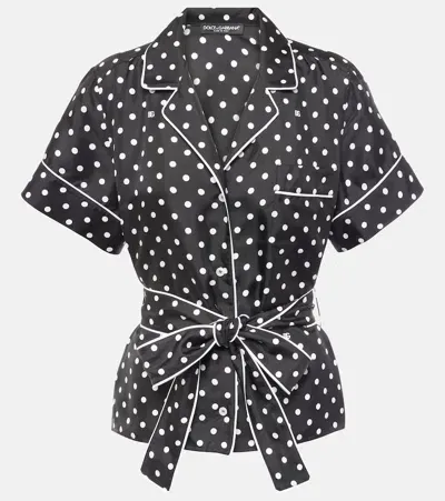 Dolce & Gabbana Seidenhemd Mit Polka Dots In Black