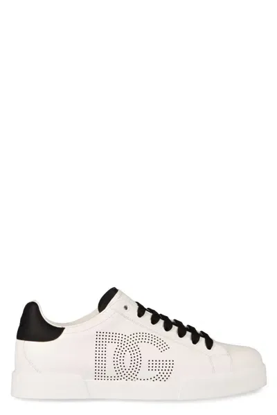 Dolce & Gabbana Portofino Leather Low-top Sneaker In Weiss 1