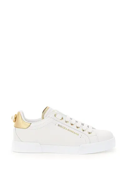 Dolce & Gabbana Portofino Sneakers With Pearl In Mixed Colours