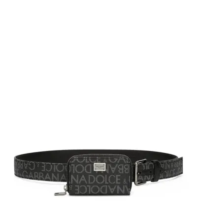 Dolce & Gabbana Pouch-detail Logo Belt In Black