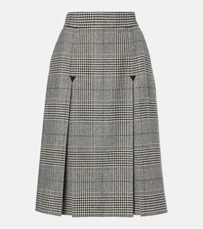 Dolce & Gabbana Prince Of Wales Check Wool-blend Midi Skirt In Black