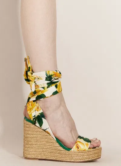 Dolce & Gabbana Printed Charmeuse Wedge