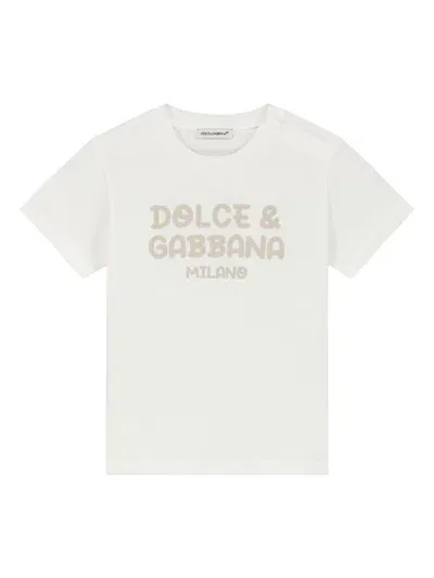 Dolce & Gabbana Babies' Logo-print Cotton T-shirt In White