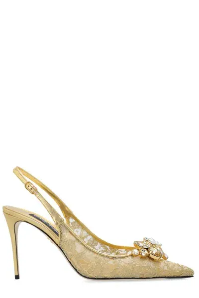 Dolce & Gabbana Rainbow 60mm Lace Pumps In Gold