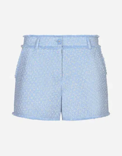 Dolce & Gabbana Raschel Tweed Shorts In Purple