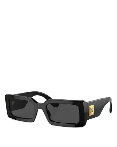 Dolce & Gabbana Rectangular Sunglasses, 53mm In Black/gray Solid