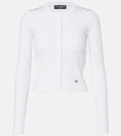 Dolce & Gabbana Ribbed-knit Cardigan In White