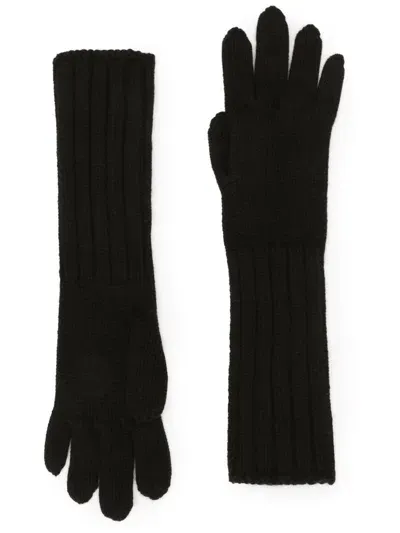 Dolce & Gabbana Ribbed-knit Gloves In Black