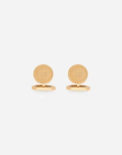 Dolce & Gabbana Round Cufflinks With Dg Logo In Gold