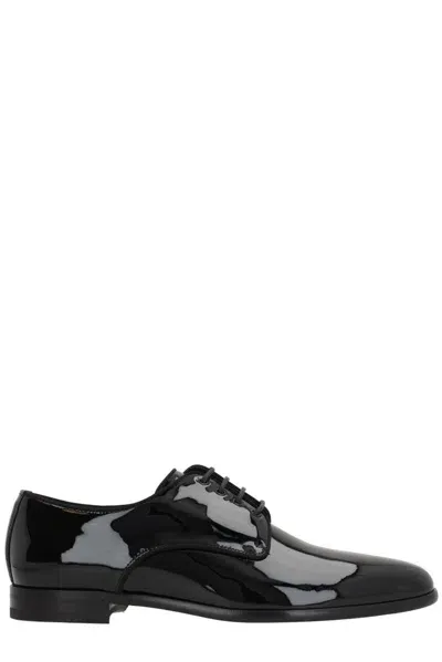 Dolce & Gabbana Round Toe Lace-up Shoes In Nero