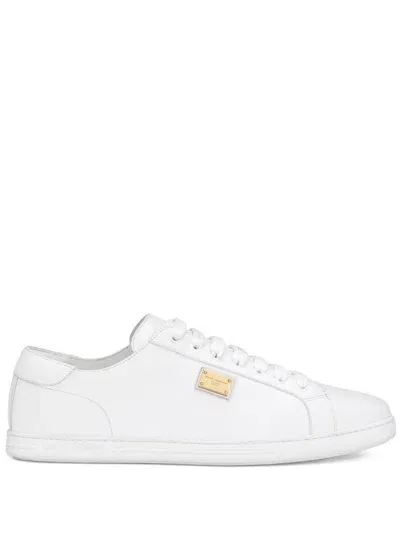 Dolce & Gabbana Saint Tropez Leather Sneakers In White