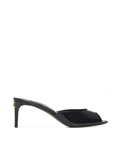 Dolce & Gabbana Patent Leather Sandals In Black