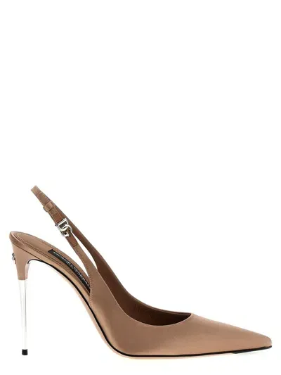 Dolce & Gabbana Satin Slingback Pumps Beige