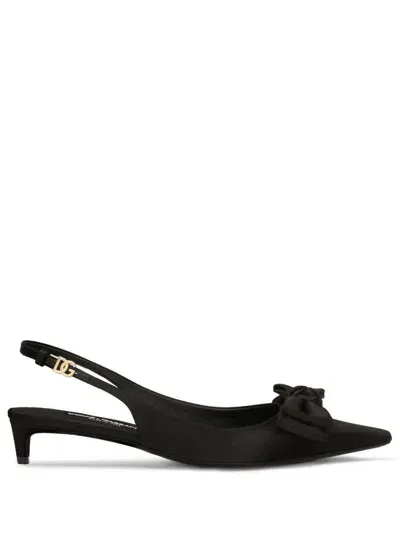 Dolce & Gabbana Satin Slingback Pumps In Black