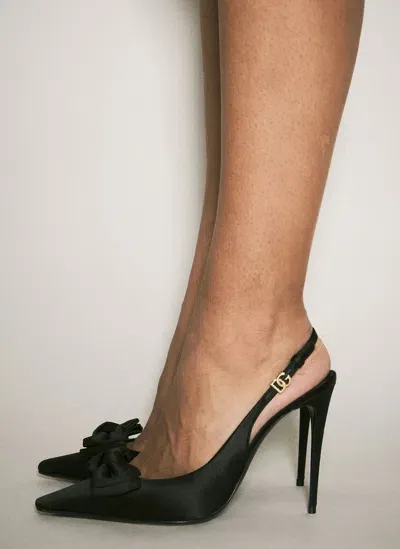 Dolce & Gabbana Satin Slingback Pumps In Black