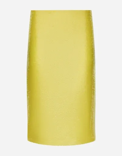 Dolce & Gabbana Sequin-embellished Pencil Skirt In Yellow