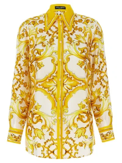 Dolce & Gabbana Silk Twill Shirt In Yellow