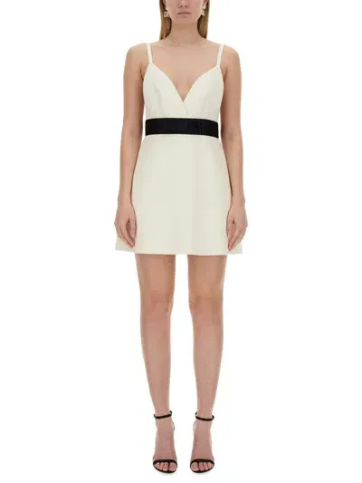 Dolce & Gabbana Short Dress With Shoulder Straps And Satin Belt In White