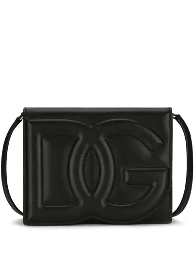 Dolce & Gabbana Shoulder Bag With Embossed Logo In Black