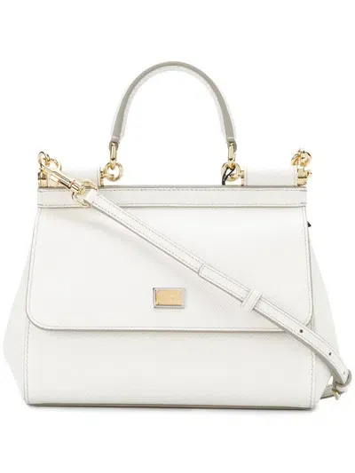 Dolce & Gabbana Sicily Medium Hand Bags In White