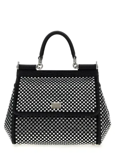 Dolce & Gabbana Dolce&gabbana Black Sicily Medium Handbag With Crystals Women