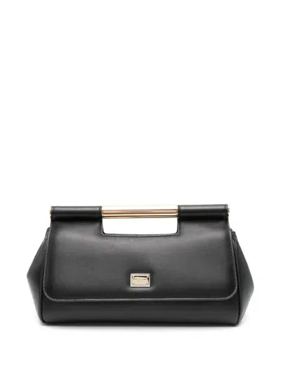 Dolce & Gabbana Sicily Medium Leather Clutch In Black