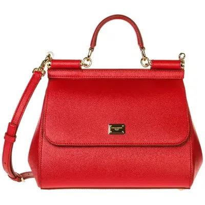 Dolce & Gabbana Sicily Logo Plaque Large Tote Bag In Red