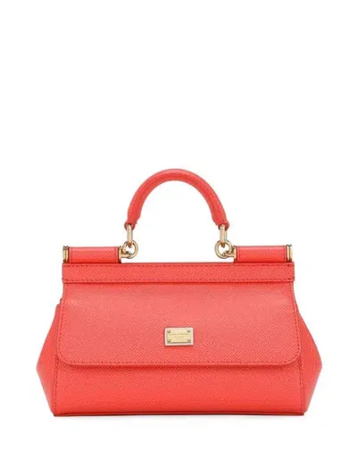 Dolce & Gabbana Sicily Small Leather Handbag In Red