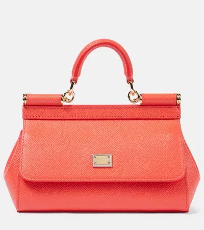 Dolce & Gabbana Sicily Small Leather Tote Bag In Red