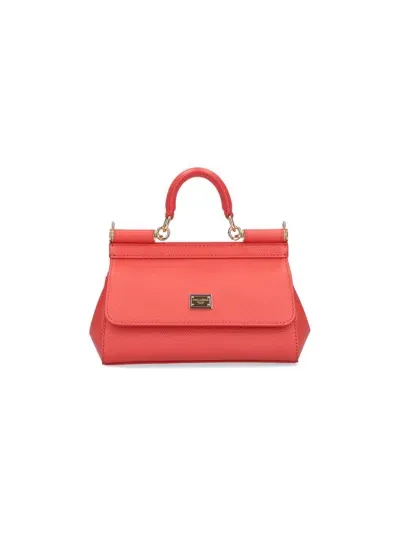 Dolce & Gabbana Small Leather Sicily Top-handle Bag In Red