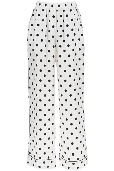 Dolce & Gabbana Silk Polka Dot Print Pajama In White