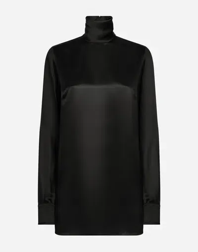 Dolce & Gabbana Silk Satin Blouse In Black