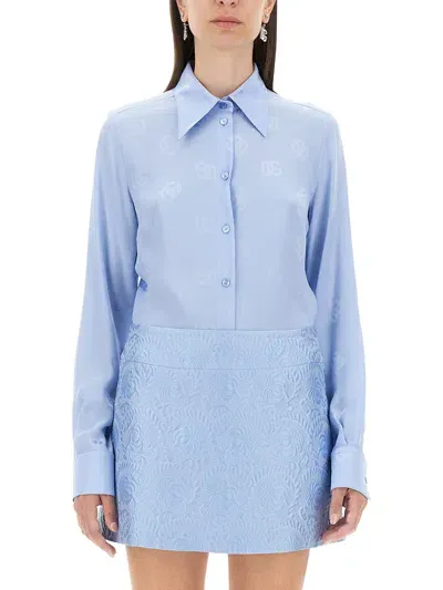 Dolce & Gabbana Silk Shirt In Azure