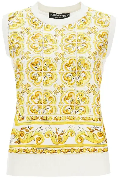 Dolce & Gabbana "silk Sleeveless Top With Mai In Yellow