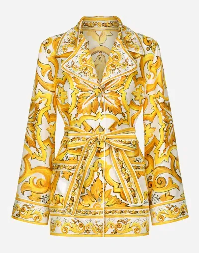 Dolce & Gabbana Silk Twill Pajama Shirt With Majolica Print