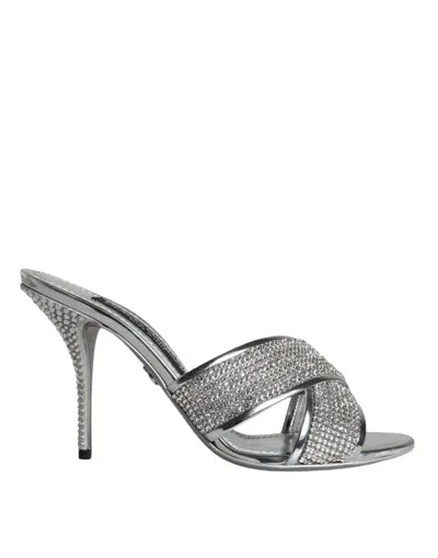 Dolce & Gabbana Silver Crystals Keira Heels Slides Women's Shoes ()