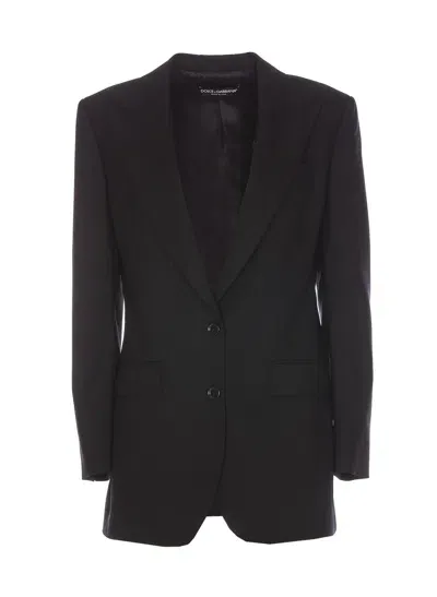 Dolce & Gabbana Wool Single Breasted Jacket In Black