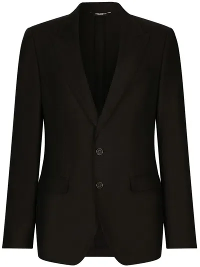 Dolce & Gabbana Single-breasted Linen Blazer In Navy Blue