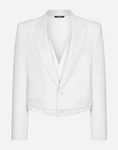 Dolce & Gabbana Single-breasted Sicilia-fit Jacket With Faux Vest In White