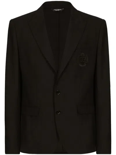 Dolce & Gabbana Single-breasted Stretch Cotton Taormina-fit Jacket In Black