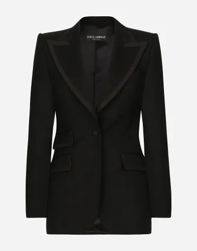 Dolce & Gabbana Single-breasted Twill Turlington Tuxedo Jacket In Black