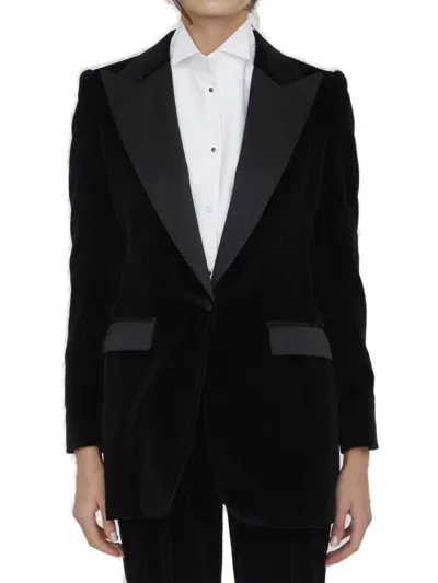 Dolce & Gabbana Single-breasted Velvet Turlington Tuxedo Jacket In Black